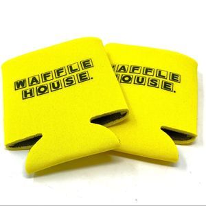 Waffle House Lot of 2 Coozies Yellow Reusable Drink Cooler Can Bottle NEW